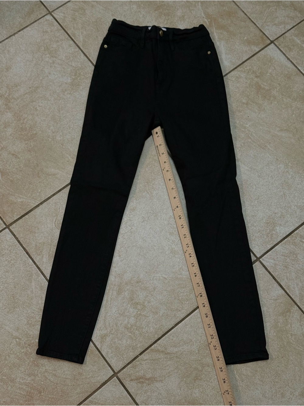Frame Denim All High Cigarettes Women's Black Skinny Jeans Sz 25 - Picture 2 of 6